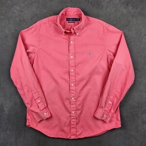 Ralph Lauren Feather Weight Twill Shirt Mens Large Pink Button Down Long Sleeve